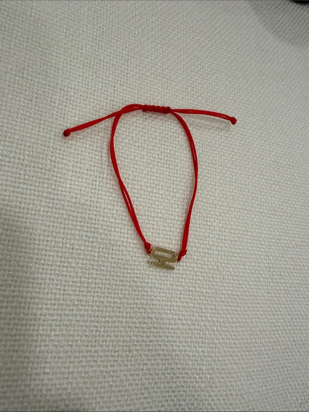 Red Adjustable Cord Bracelet with Gold Accent